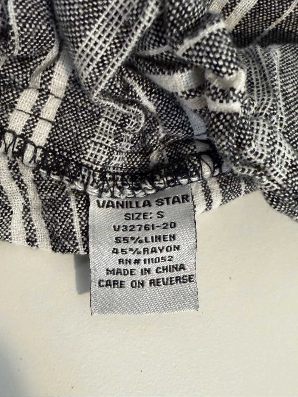 Vanilla Star Black & White Striped Ruffle Skort Shorts, linen & Rayon, Small